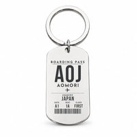 Thumbnail for Aomori Airport AOJ - Key Chain - Boarding Pass Style - Silver