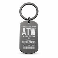 Thumbnail for Appleton International Airport ATW - Key Chain - Boarding Pass Style - Black
