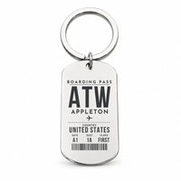 Thumbnail for Appleton International Airport ATW - Key Chain - Boarding Pass Style - Silver