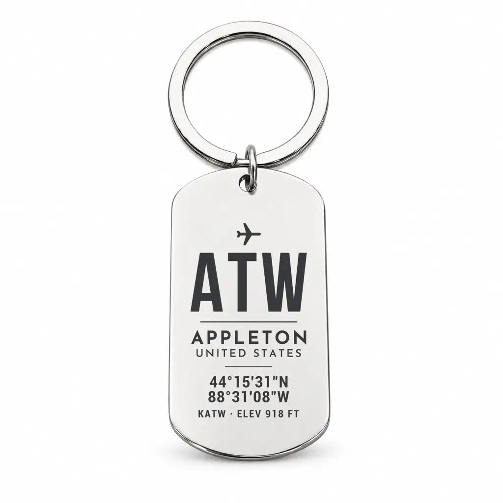 Appleton International Airport ATW - Key Chain - Original Design - Silver