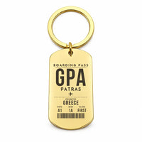 Thumbnail for Araxos Airport GPA - Key Chain - Boarding Pass Style - Gold