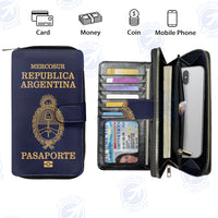 Thumbnail for Argentina Passport Designed Leather Long Zipper Wallets