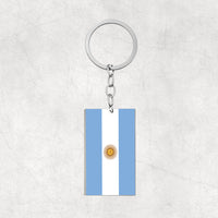Thumbnail for Argentina Flag Designed Stainless Steel Flag Key Chains (Double Side)