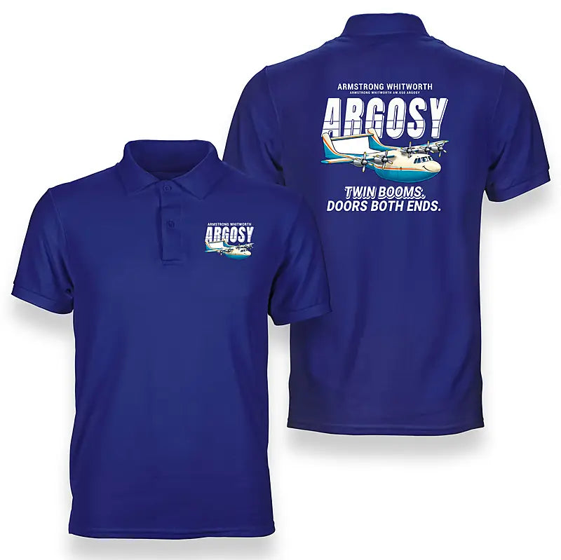Armstrong Whitworth AW.650 Argosy - Cartoon - Double-Side Polo - Blue