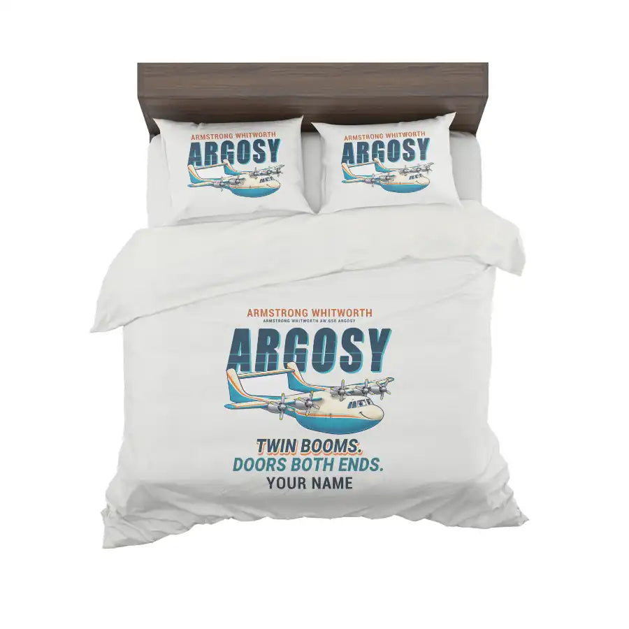 Armstrong Whitworth AW.650 Argosy - Cartoon + Name - Bedding Set - White