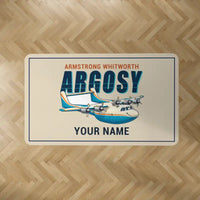 Thumbnail for Armstrong Whitworth AW.650 Argosy - Cartoon + Name - Rectangle Carpet - Beige