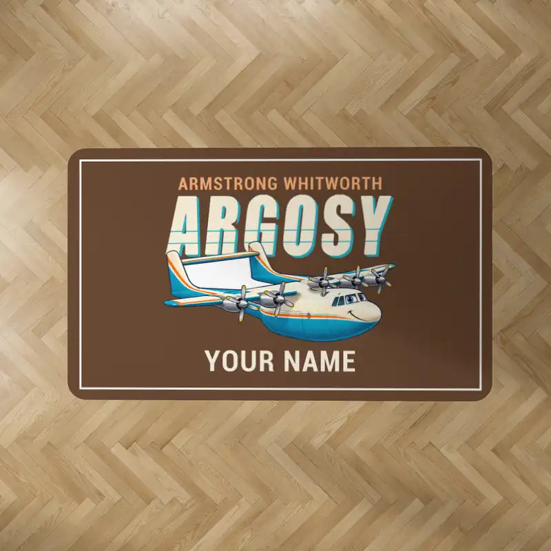 Armstrong Whitworth AW.650 Argosy - Cartoon + Name - Rectangle Carpet - Brown
