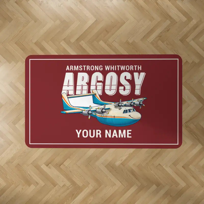 Armstrong Whitworth AW.650 Argosy - Cartoon + Name - Rectangle Carpet - Dark Red