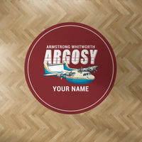 Thumbnail for Armstrong Whitworth AW.650 Argosy - Cartoon + Name - Round Carpet - Dark Red