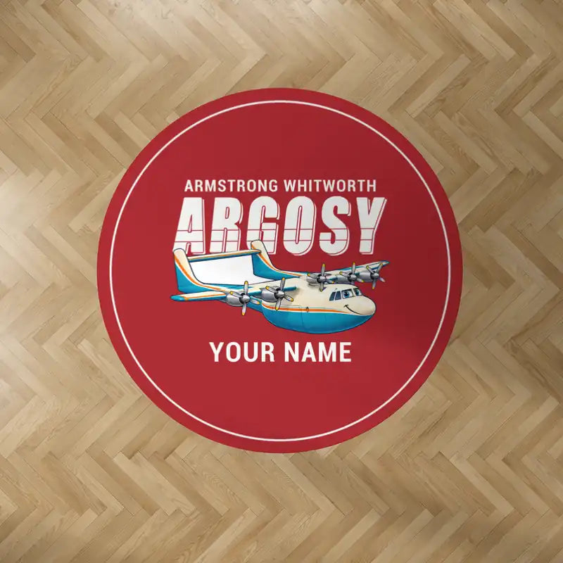 Armstrong Whitworth AW.650 Argosy - Cartoon + Name - Round Carpet - Red