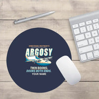 Thumbnail for Armstrong Whitworth AW.650 Argosy - Cartoon + Name - Round Mouse Pad - Navy Blue