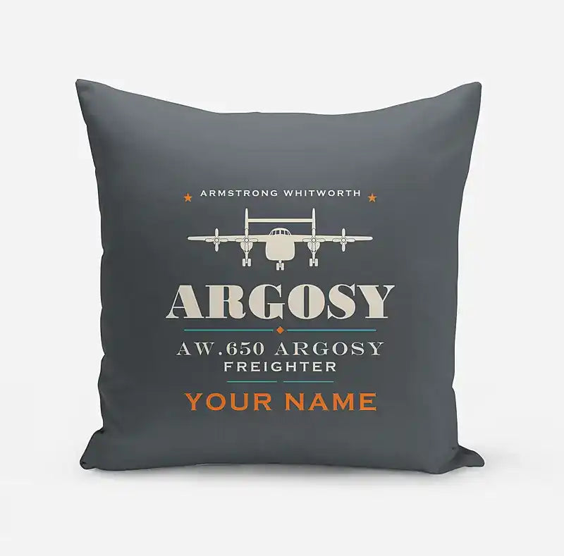 Armstrong Whitworth AW.650 Argosy - Heritage + Name - Pillow - Gray