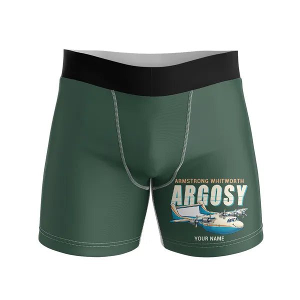 Armstrong Whitworth AW.650 Argosy - Men Boxers - Cartoon + Name - Dark Green