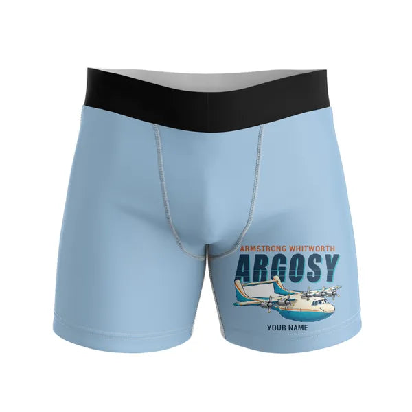 Armstrong Whitworth AW.650 Argosy - Men Boxers - Cartoon + Name - Light Blue