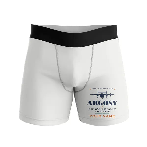 Armstrong Whitworth AW.650 Argosy - Men Boxers - Heritage + Name - White