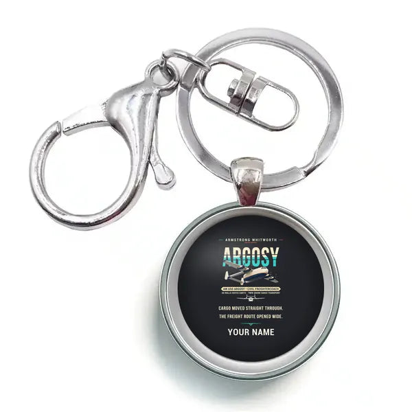 Armstrong Whitworth AW.650 Argosy - Original + Name - Circle Key Chain - Black