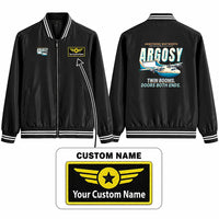 Thumbnail for Armstrong Whitworth AW.650 Argosy Stylish Jackets - Baseball Collar - Cartoon + Name - Black
