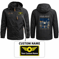 Thumbnail for Armstrong Whitworth AW.650 Argosy Stylish Jackets - Hooded Windbreaker - Poster + Name - Black