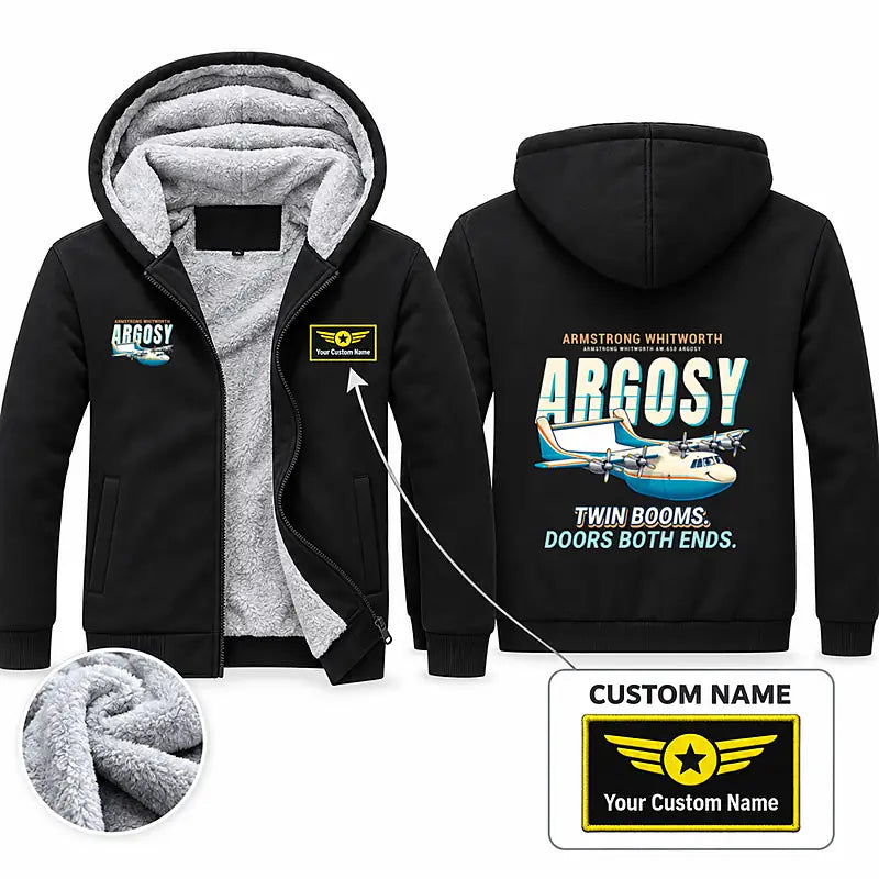 Armstrong Whitworth AW.650 Argosy Zipped Sweatshirts - Cartoon + Name - Black
