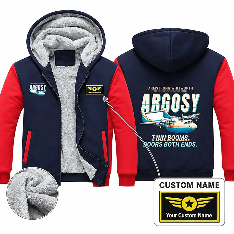 Armstrong Whitworth AW.650 Argosy Zipped Sweatshirts - Cartoon + Name - Navy & Red