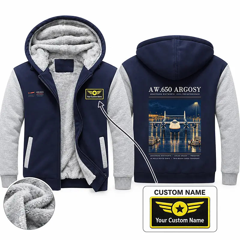 Armstrong Whitworth AW.650 Argosy Zipped Sweatshirts - Poster + Name - Navy & Gray