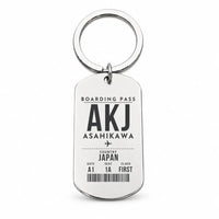 Thumbnail for Asahikawa Airport AKJ - Key Chain - Boarding Pass Style - Silver