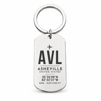 Thumbnail for Asheville Regional Airport AVL - Key Chain - Original Design - Silver