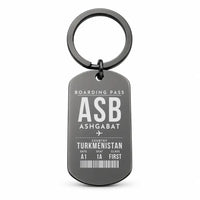 Thumbnail for Ashgabat International Airport ASB - Key Chain - Boarding Pass Style - Black