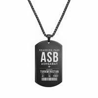 Thumbnail for Ashgabat International Airport ASB - Necklace - Boarding Pass Style - Black