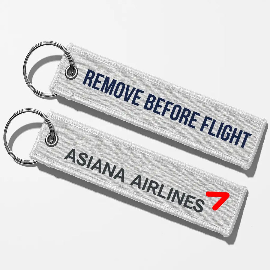 Asiana Airlines Crew & Staff Tag Key Chains - White - Remove Before Flight
