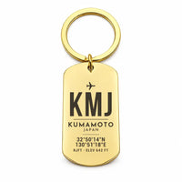 Thumbnail for Aso Kumamoto Airport KMJ - Key Chain - Original Design - Gold