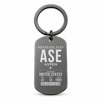 Thumbnail for Aspen - Pitkin County Airport ASE - Key Chain - Boarding Pass Style - Black