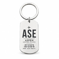 Thumbnail for Aspen - Pitkin County Airport ASE - Key Chain - Original Design - Silver