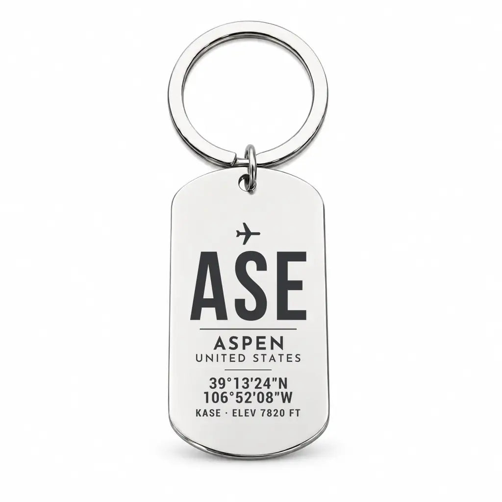 Aspen - Pitkin County Airport ASE - Key Chain - Original Design - Silver