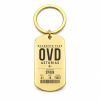 Thumbnail for Asturias Airport OVD - Key Chain - Boarding Pass Style - Gold