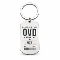 Thumbnail for Asturias Airport OVD - Key Chain - Boarding Pass Style - Silver
