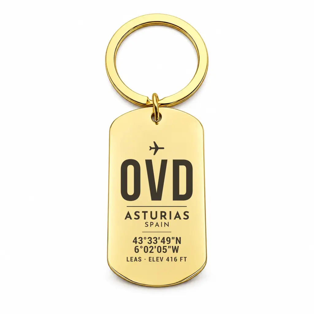 Asturias Airport OVD - Key Chain - Original Design - Gold