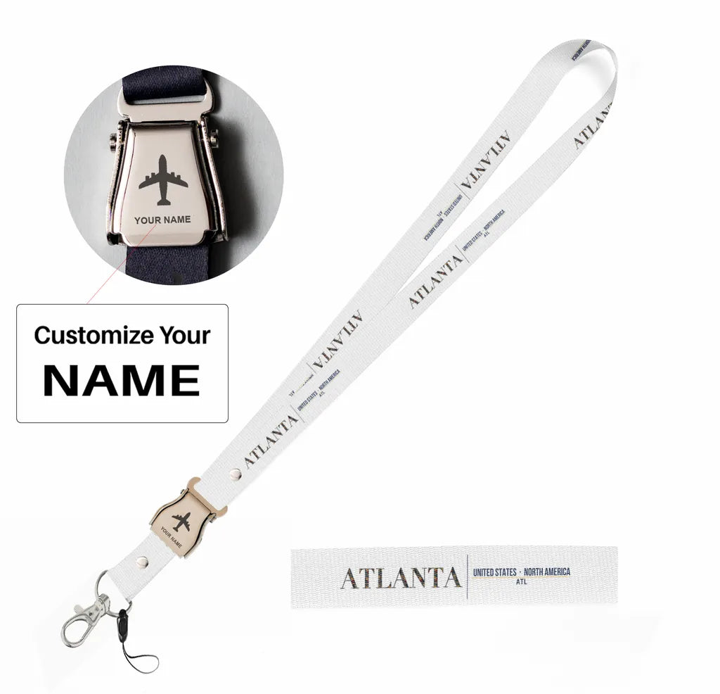 Atlanta City Series seat belt lanyard - white with name