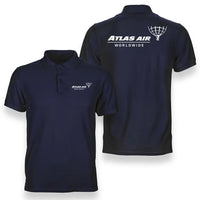 Thumbnail for Atlas Air logo on navy blue double side polo t shirt