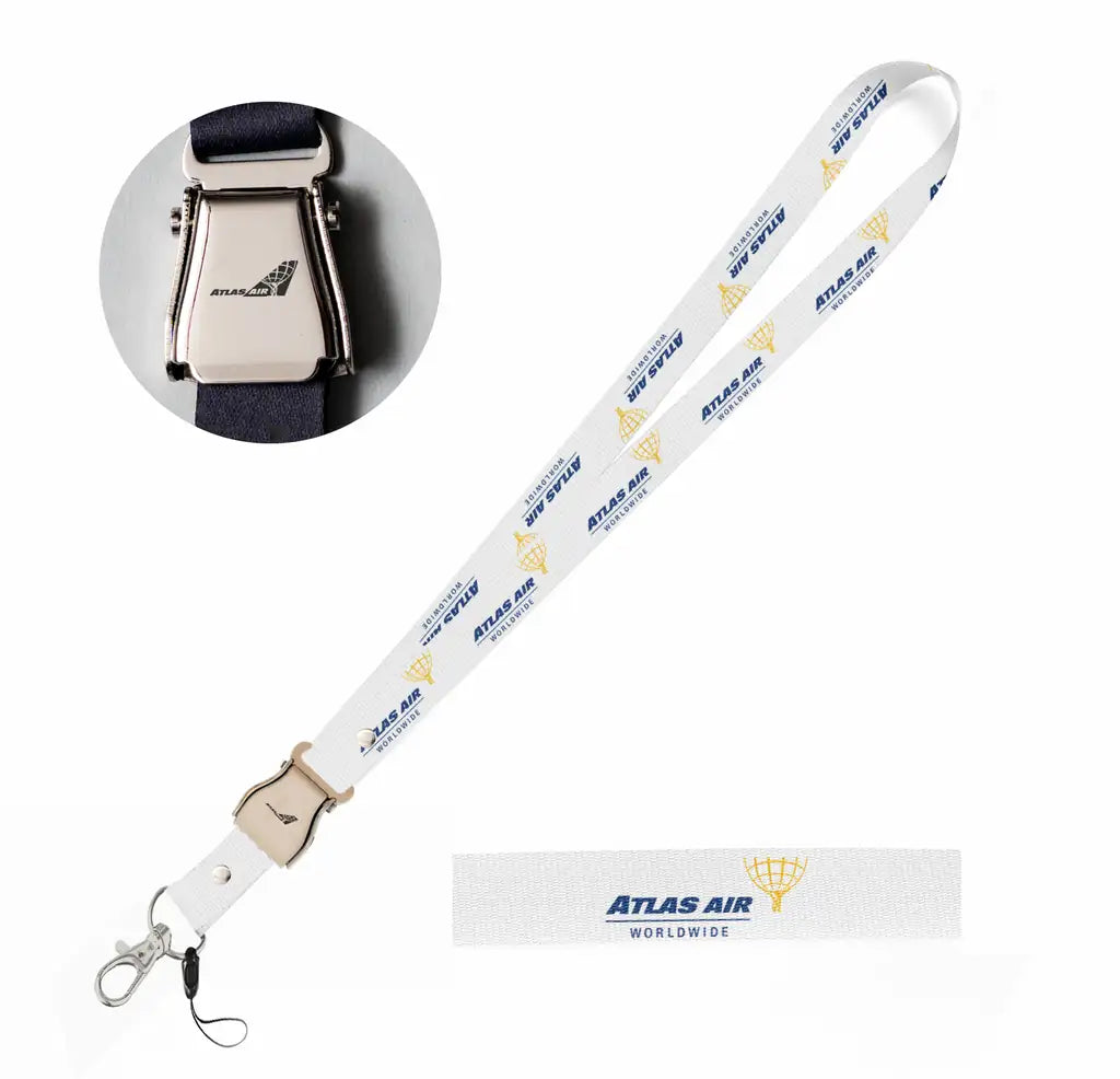 Atlas Air seat belt lanyard - white