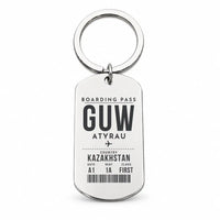 Thumbnail for Atyrau Airport GUW - Key Chain - Boarding Pass Style - Silver
