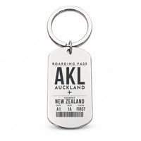 Thumbnail for Auckland Airport AKL - Key Chain - Boarding Pass Style - Silver