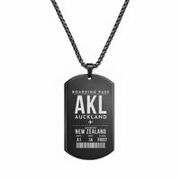 Thumbnail for Auckland Airport AKL - Necklace - Boarding Pass Style - Black