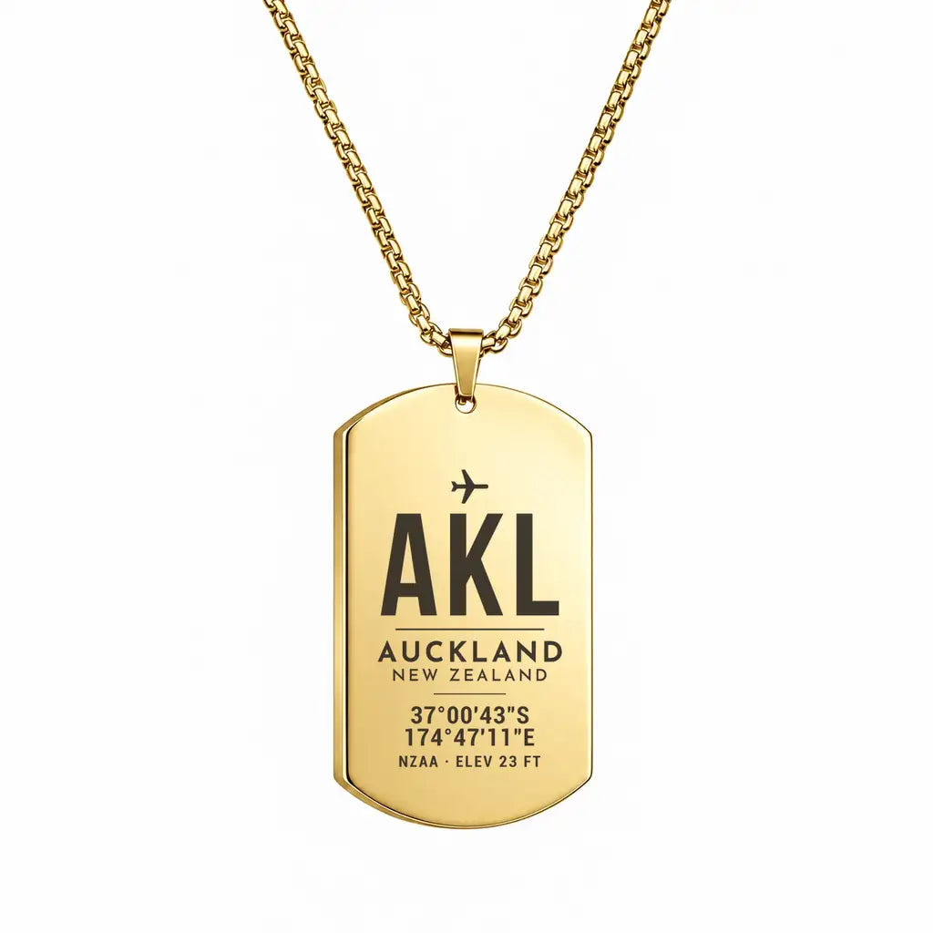 Auckland Airport AKL - Necklace - Original Design - Gold