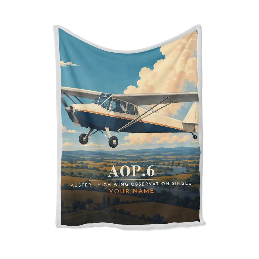 Auster AOP.6 - 3D + Name - Blanket - Full Print