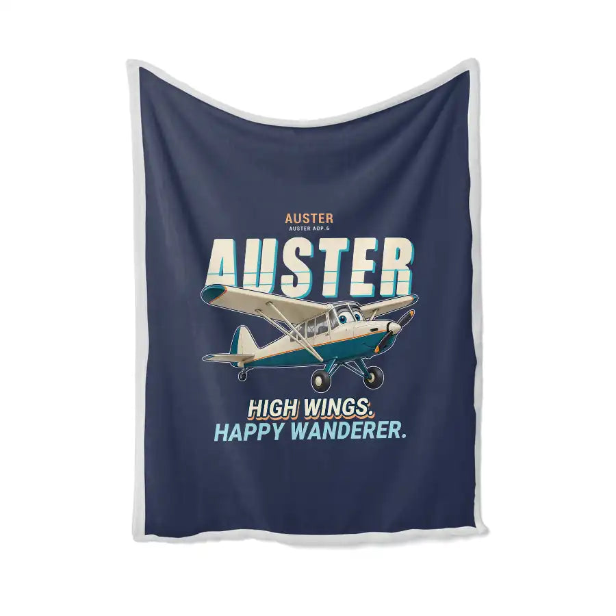 Auster AOP.6 - Cartoon - Blanket - Navy Blue