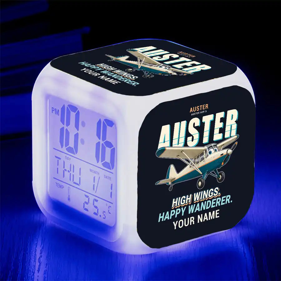 Auster AOP.6 - Cartoon + Name - Alarm Clock
