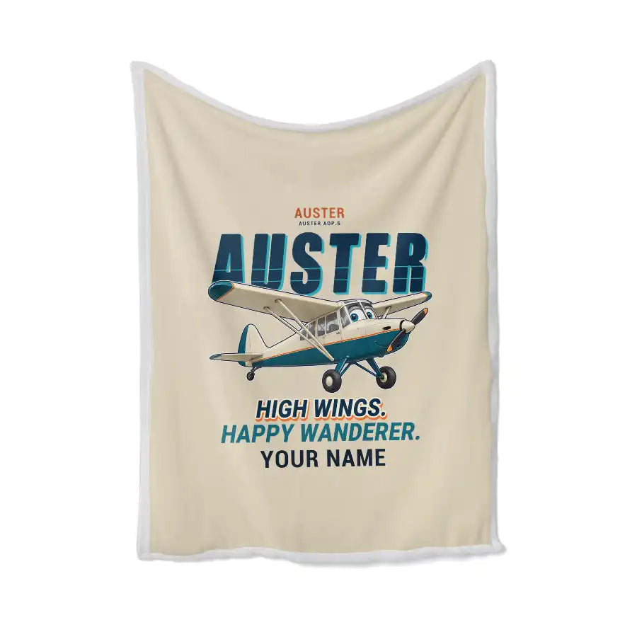 Auster AOP.6 - Cartoon + Name - Blanket - Beige