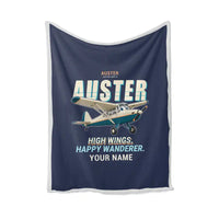 Thumbnail for Auster AOP.6 - Cartoon + Name - Blanket - Navy Blue