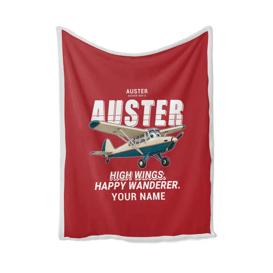 Auster AOP.6 - Cartoon + Name - Blanket - Red